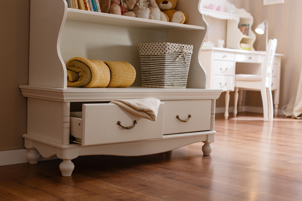 Стеллаж 4 полки 2 ящика Айно №3