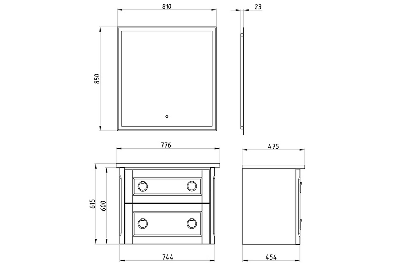 Зеркало белое в ванную Марика 105