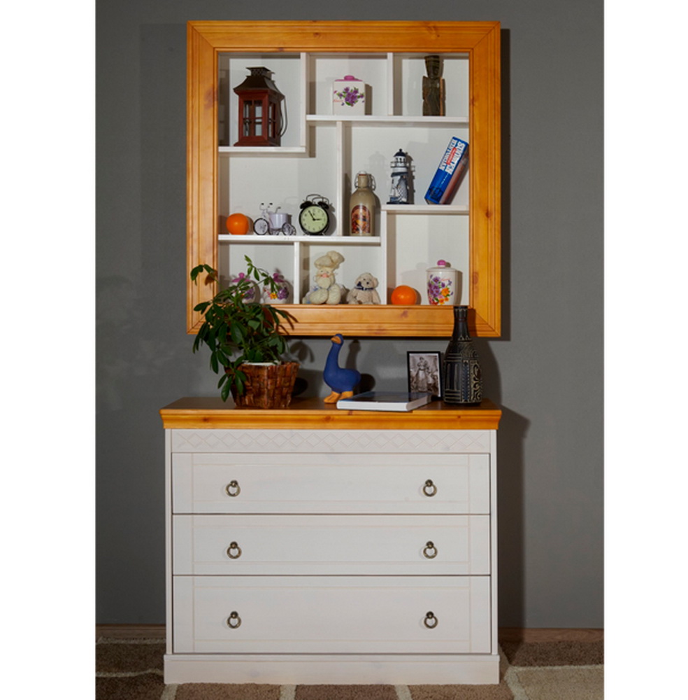 Комод с 3 ящиками белый сосна Дания №1