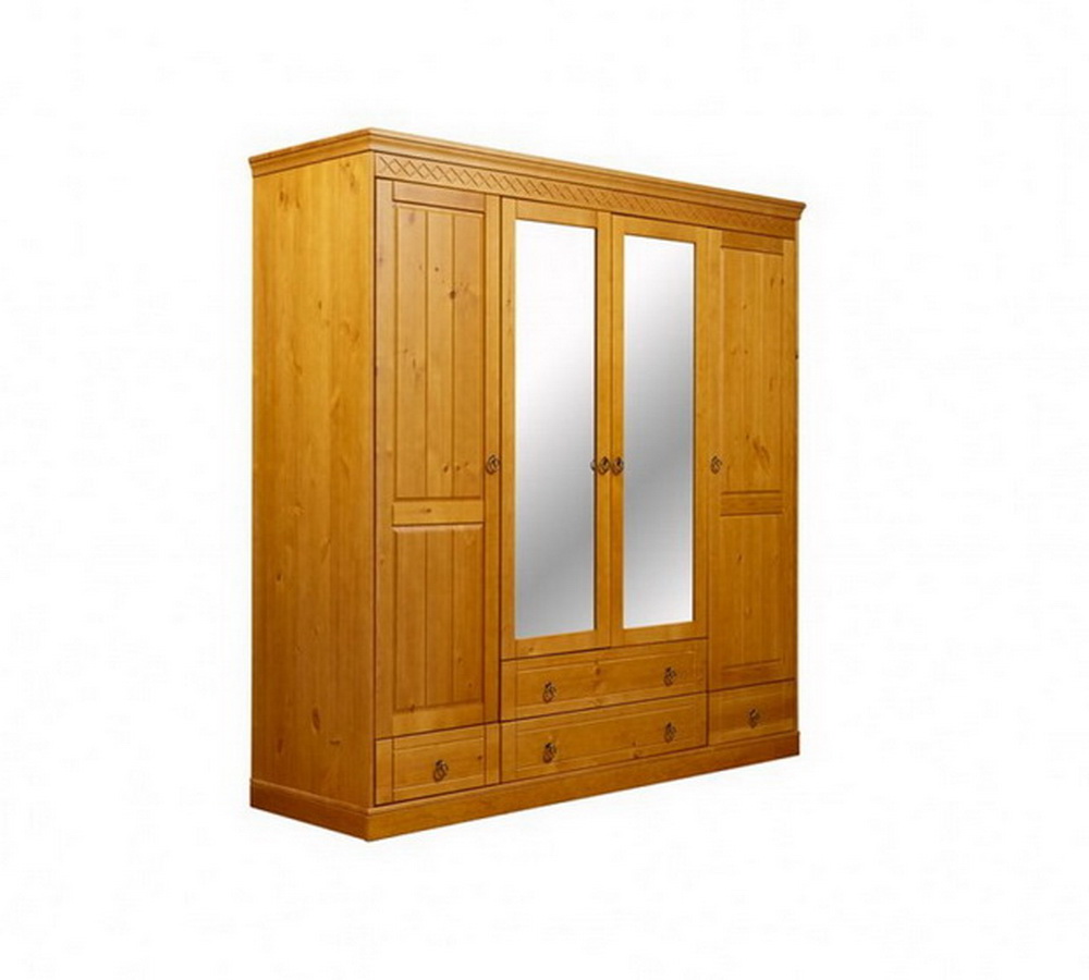 Шкаф с зеркалом белый  Дания 4-створчатый