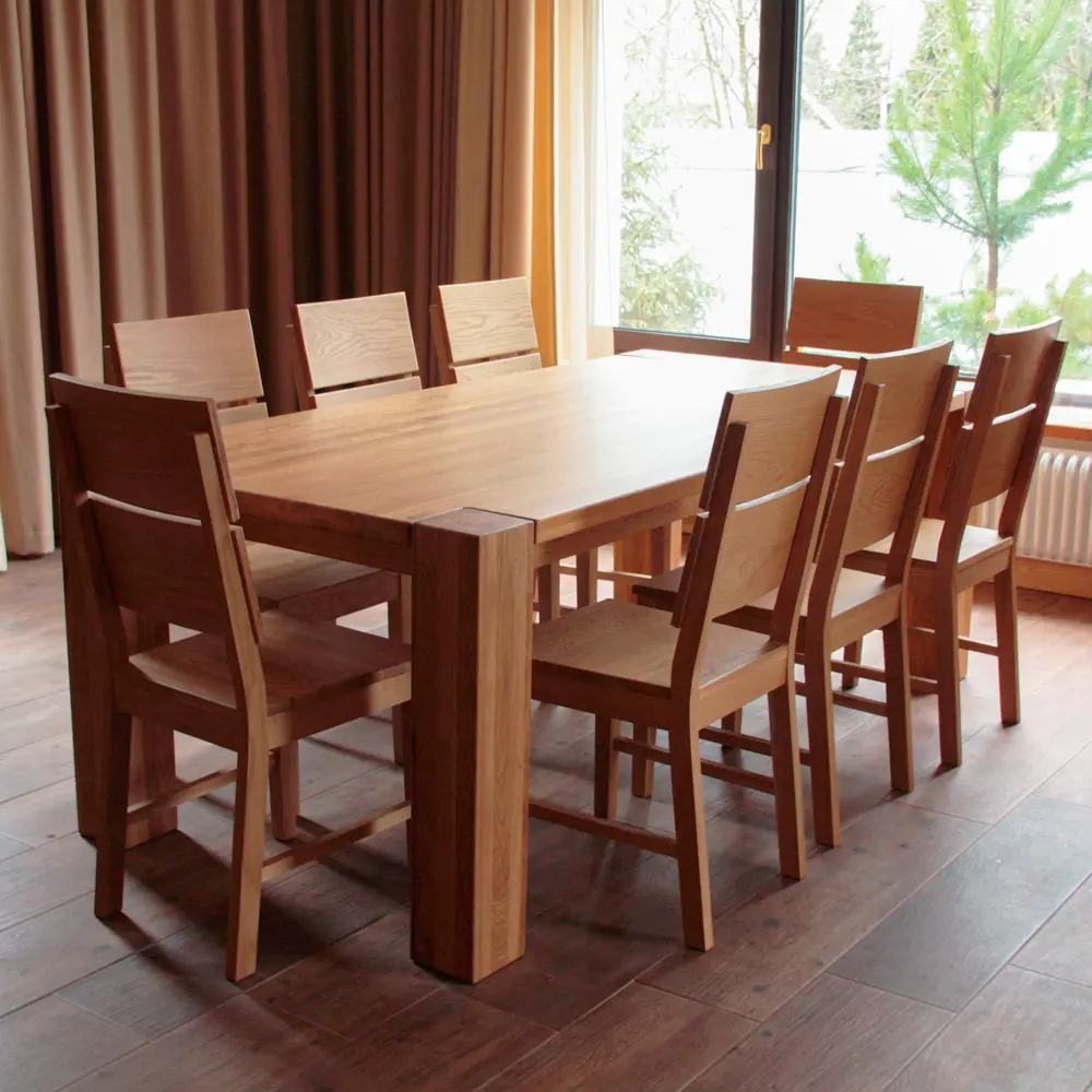 Стол обеденный из массива дуба Аляска 1400 (нога 120) "Премиум"