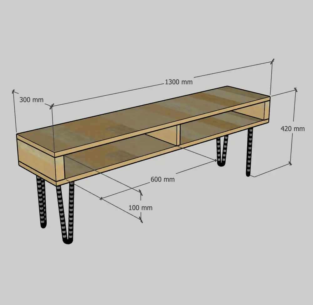 Тумба ТВ длинная с полками 10-04