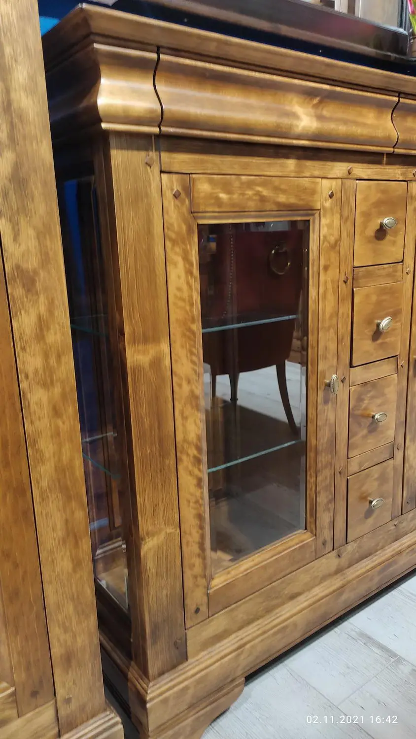 Комод с ящиками ольха Луи Филипп ОВ 06 (стекло)