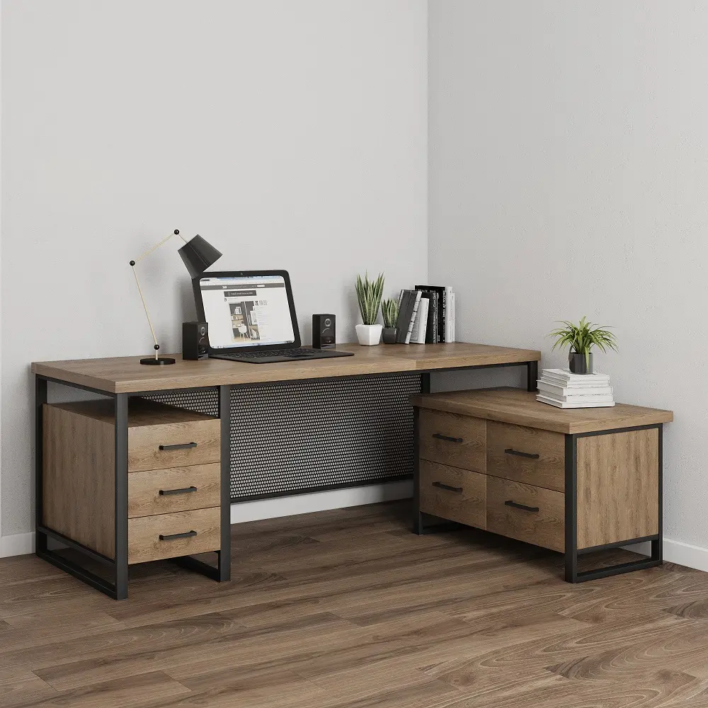 Стол с ящиками и полкой лофт 07-08