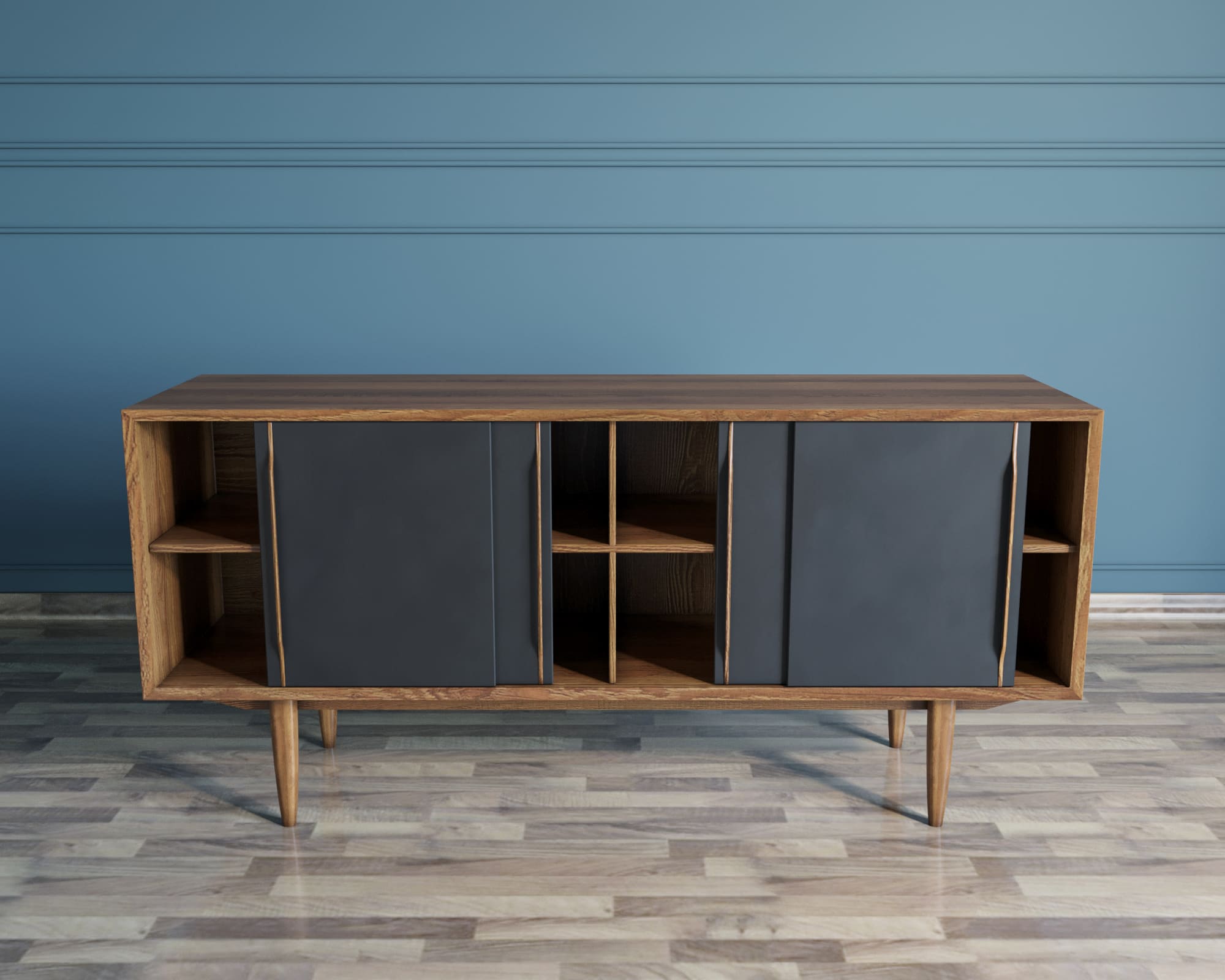 Комод тёмный массив "Bruni Black" четыре дверки