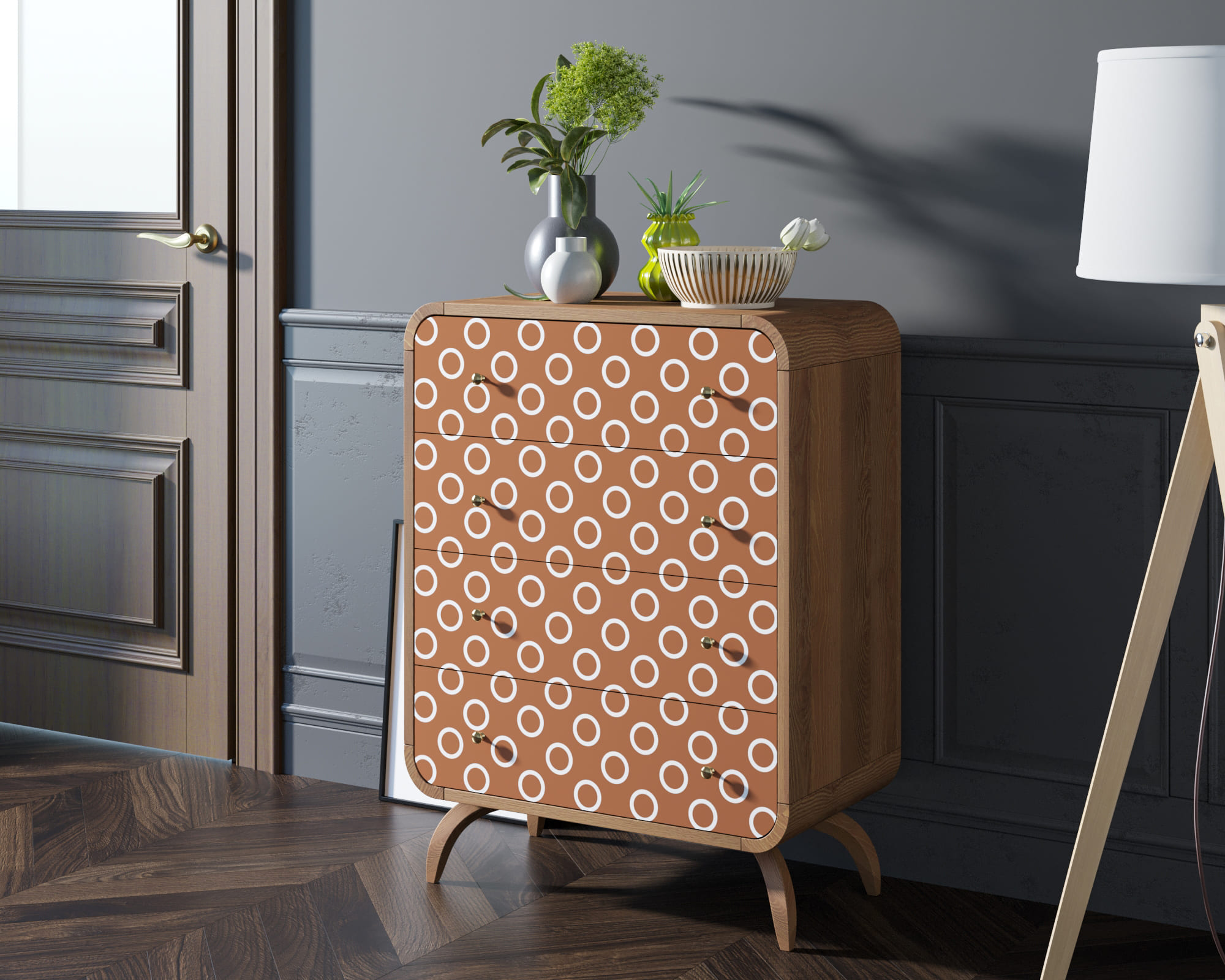 Высокий комод "Ellipse Print" с четырьмя ящиками принт 3