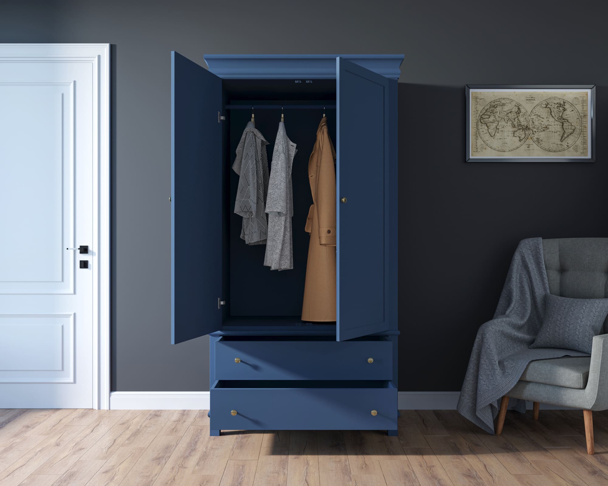 Шкаф с 2 ящиками мдф в стиле Кантри "Jules Verne"