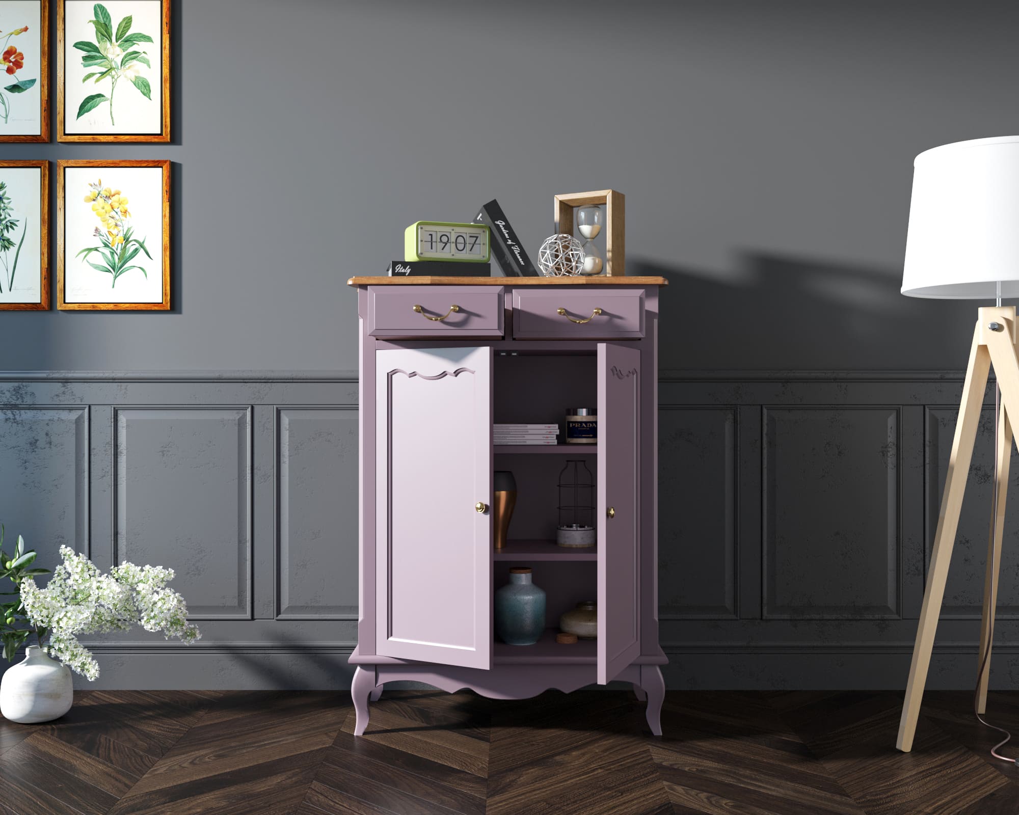 Комод мдф «Leontina Lavanda» на 2 ящика 2 дверки арт ST9329RL