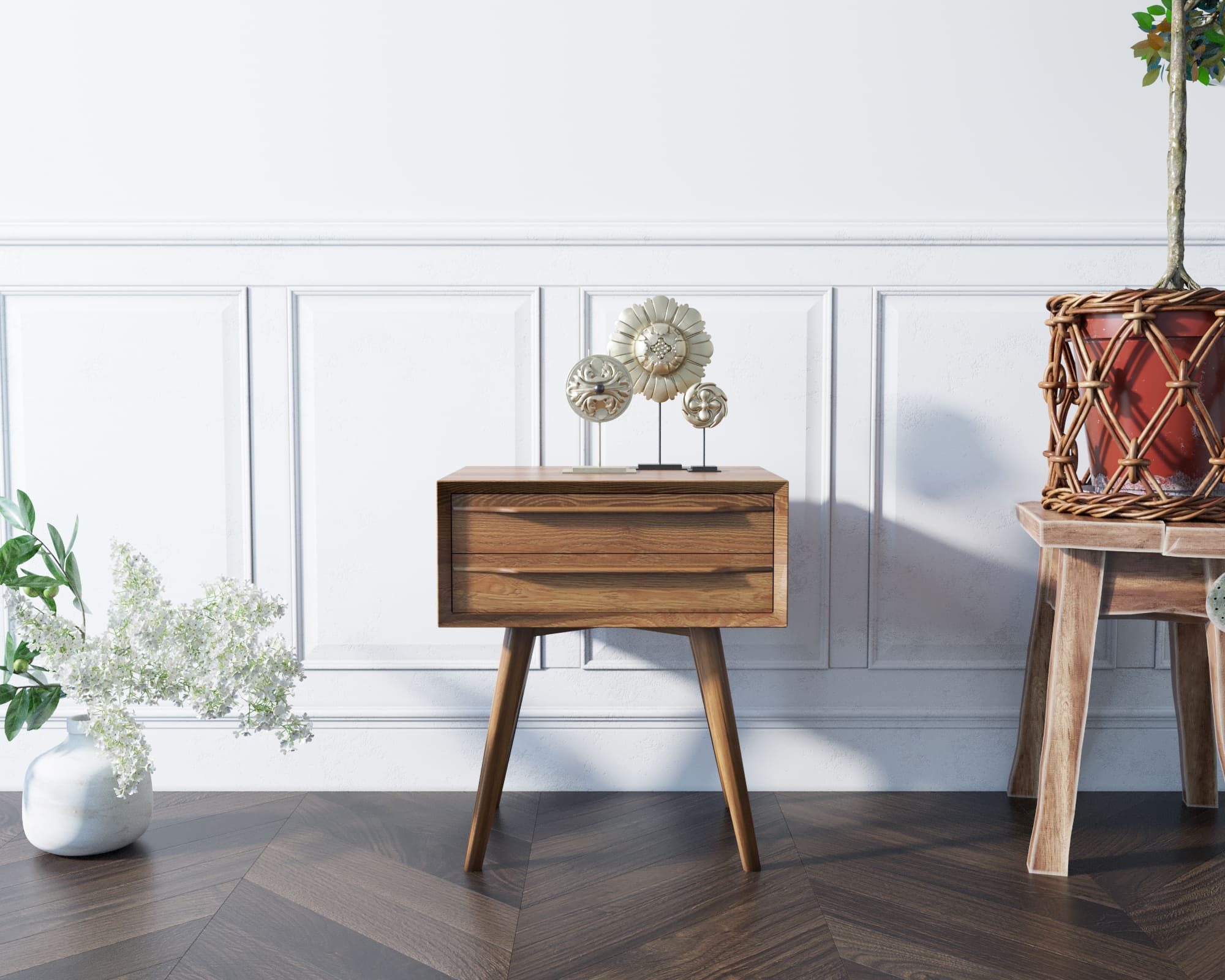 Тумба в Скандинавском стиле "Bruni" с двумя ящиками