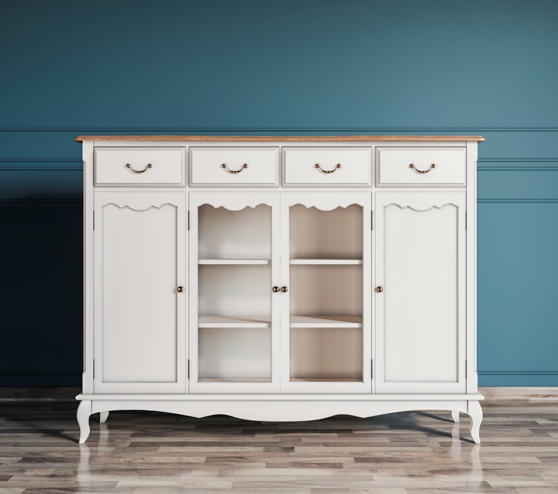 Комод-витрина с 4 ящиками массив берёзы Leontina