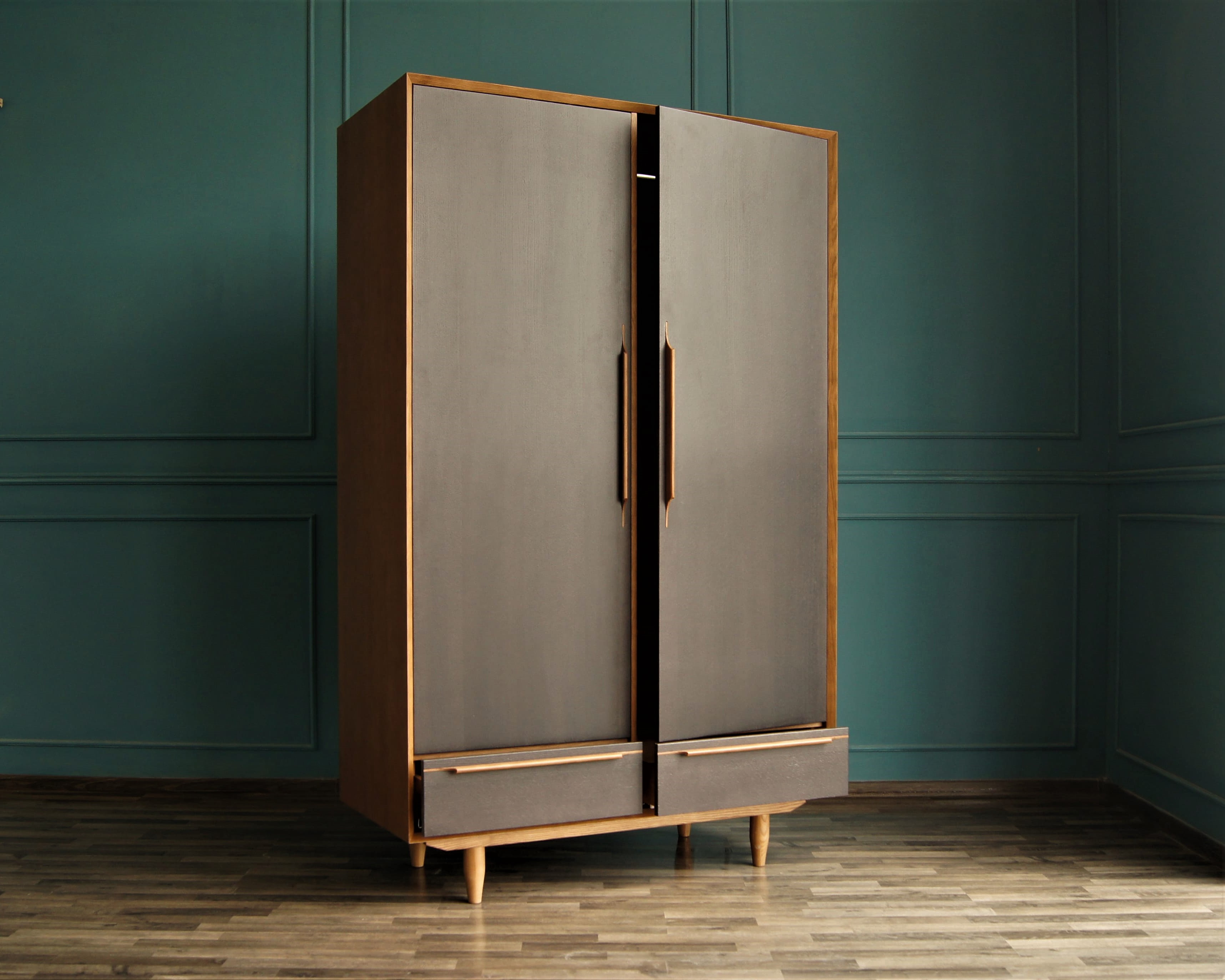 Шкаф двустворчатый  "Bruni Black" с двумя ящиками