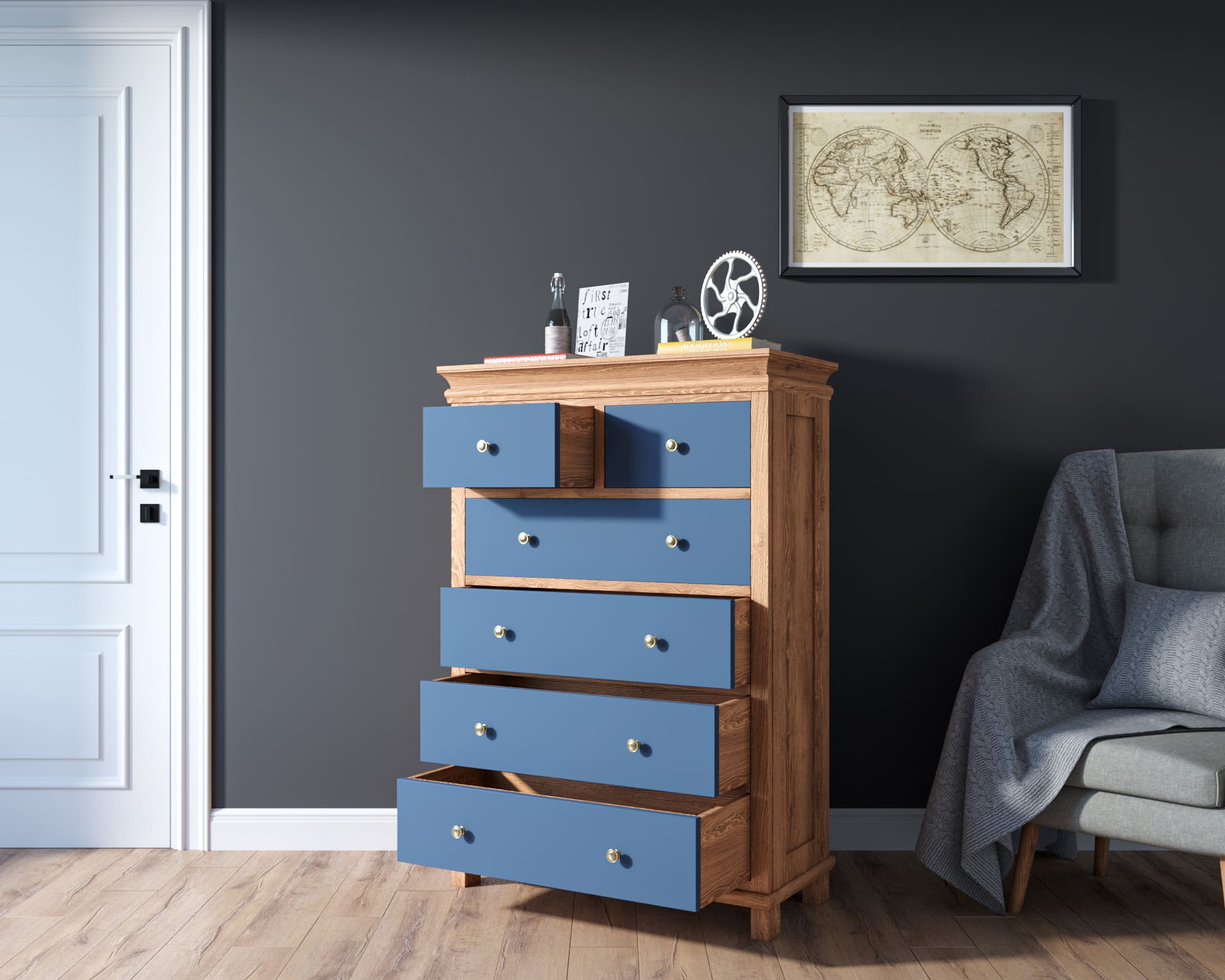 Комод "Jules Verne" высокий из березы и ясеня