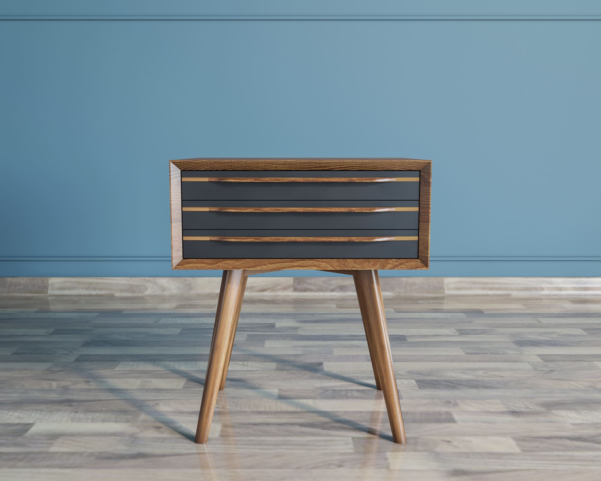 Тумба из дерева "Bruni Black" с тремя ящиками