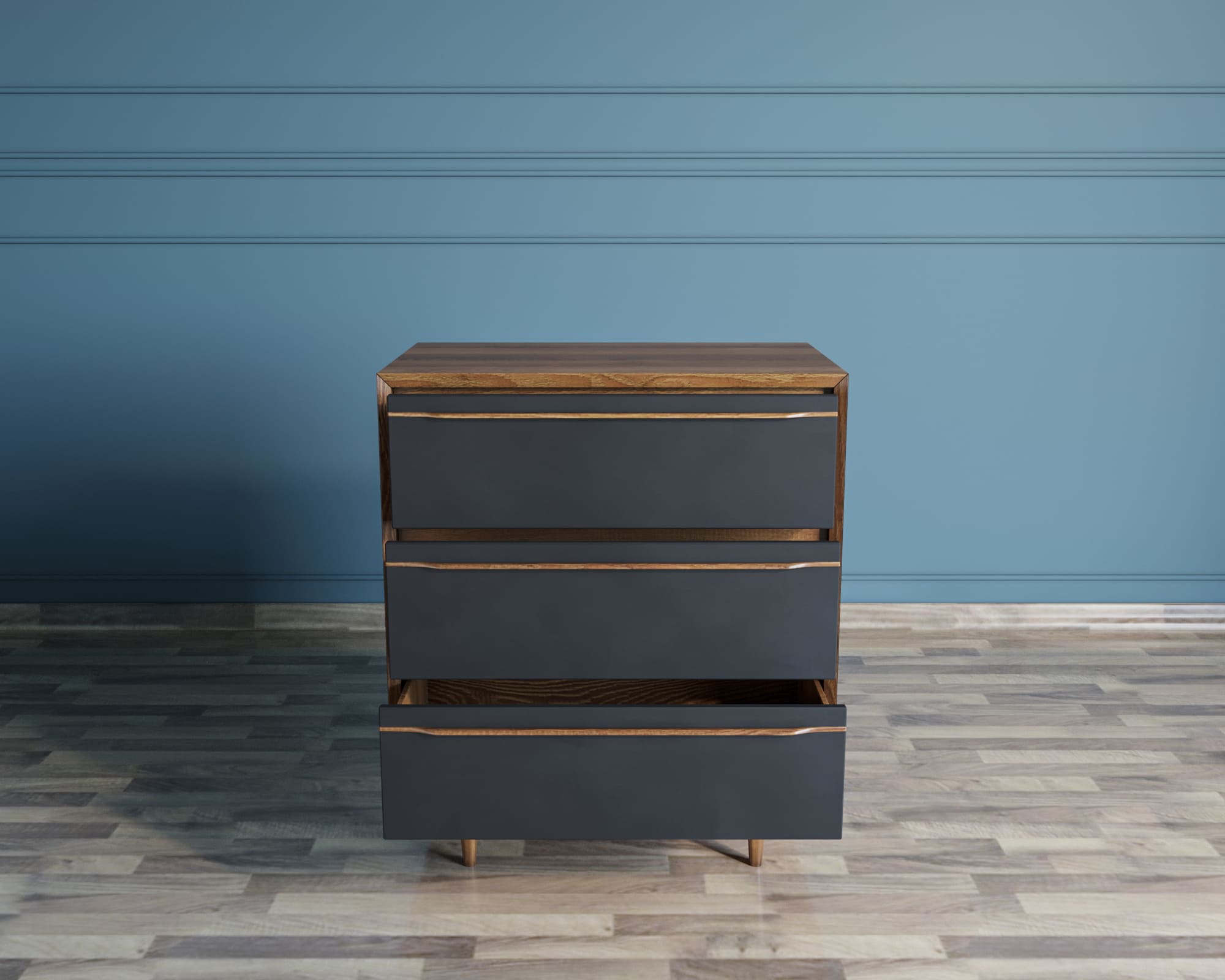 Комод с тремя ящиками чёрный "Bruni Black"