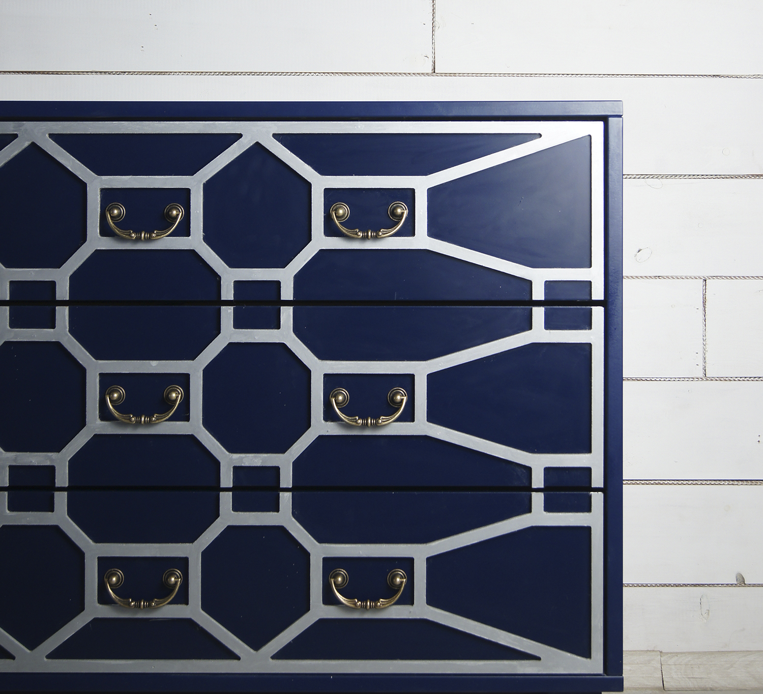 Синий комод массив «Emerald» 3 ящика