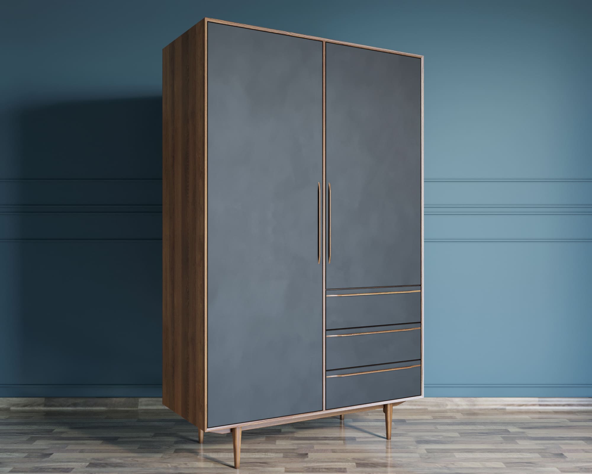 Шкаф чёрный с ящиками в скандинавском стиле "Bruni Black"