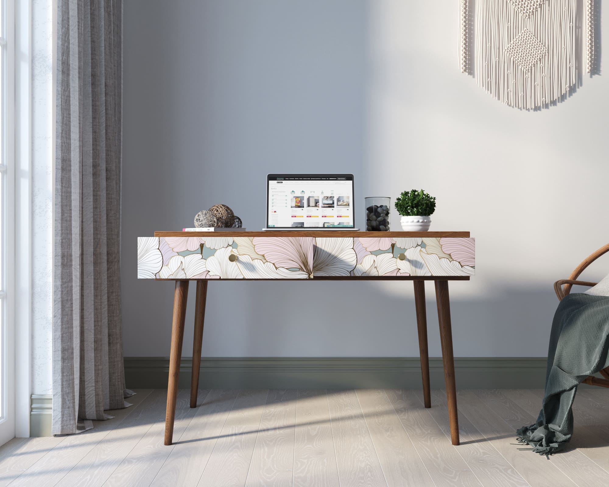 Стол рабочий с 2 ящиками «Berber" малый