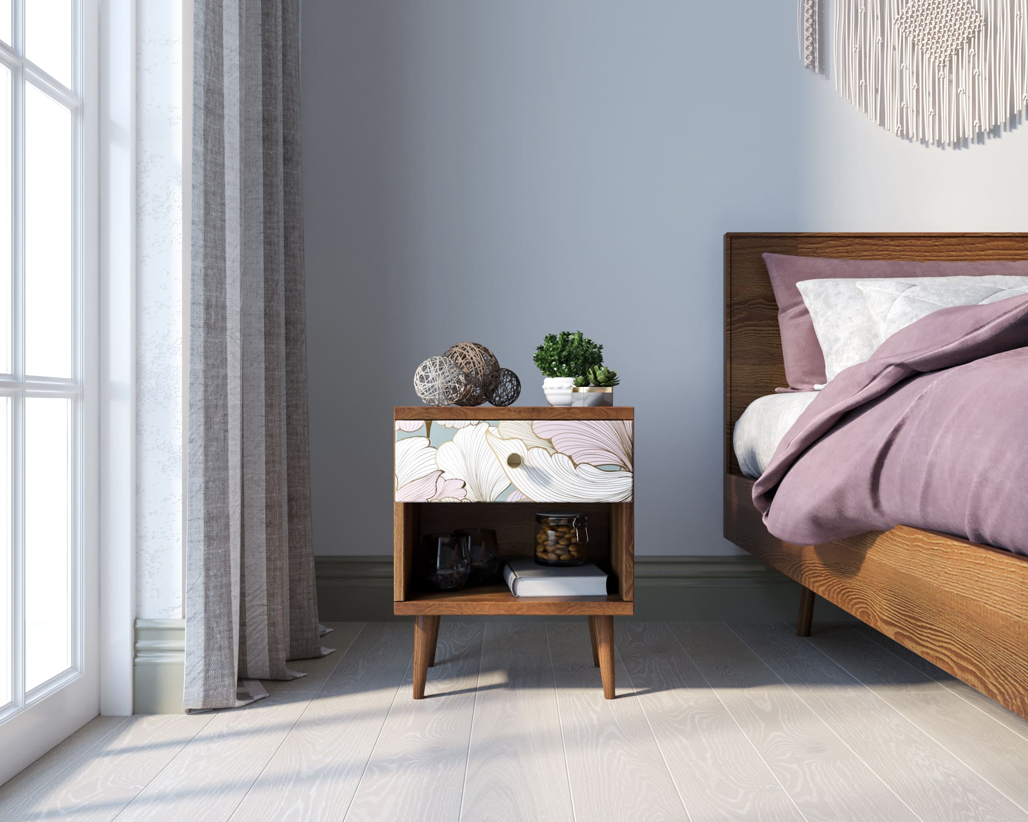 Тумбочка с ящиком и открытой полкой "Berber"