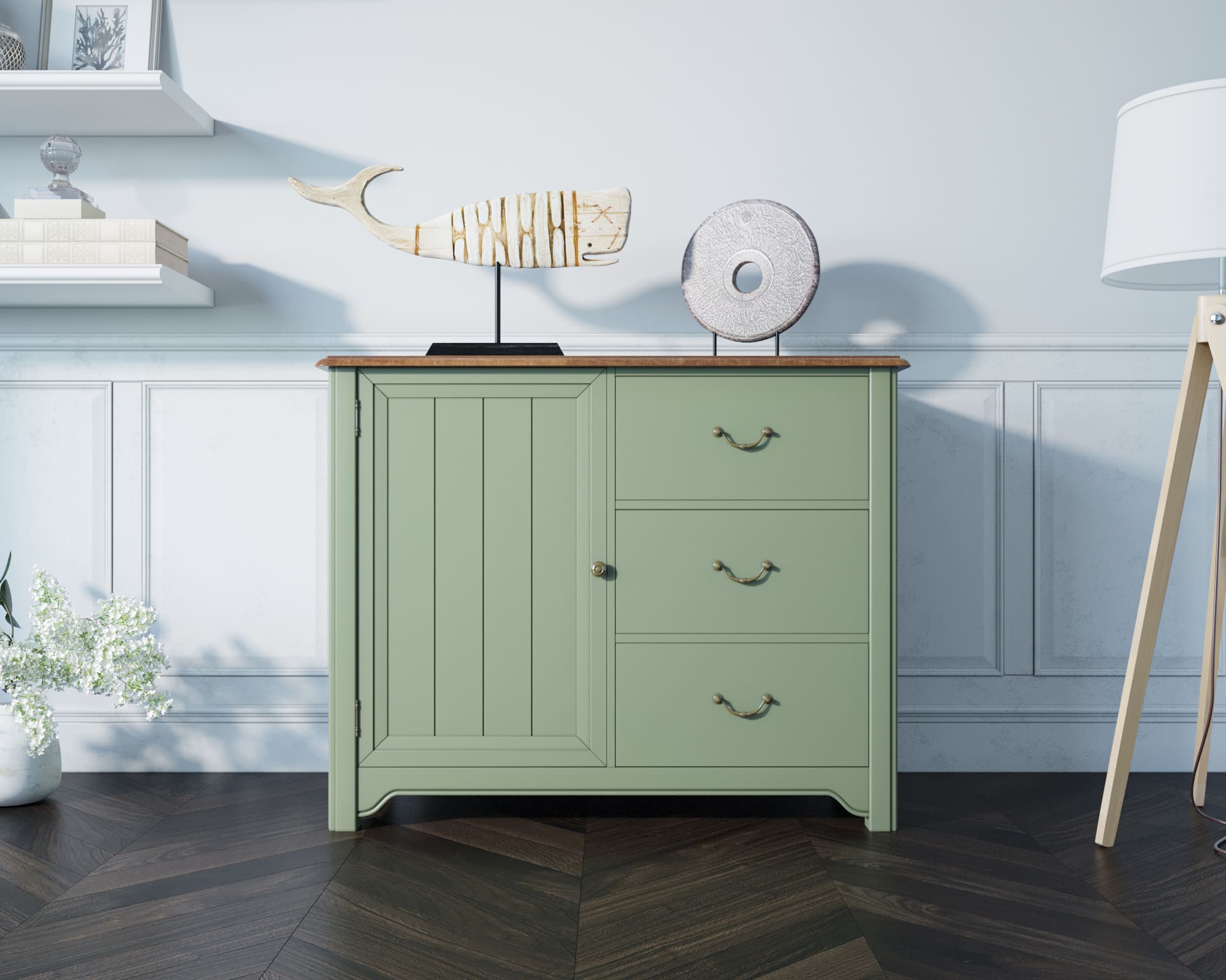 Комод массив дерева Olivia на 3 ящика с дверкой