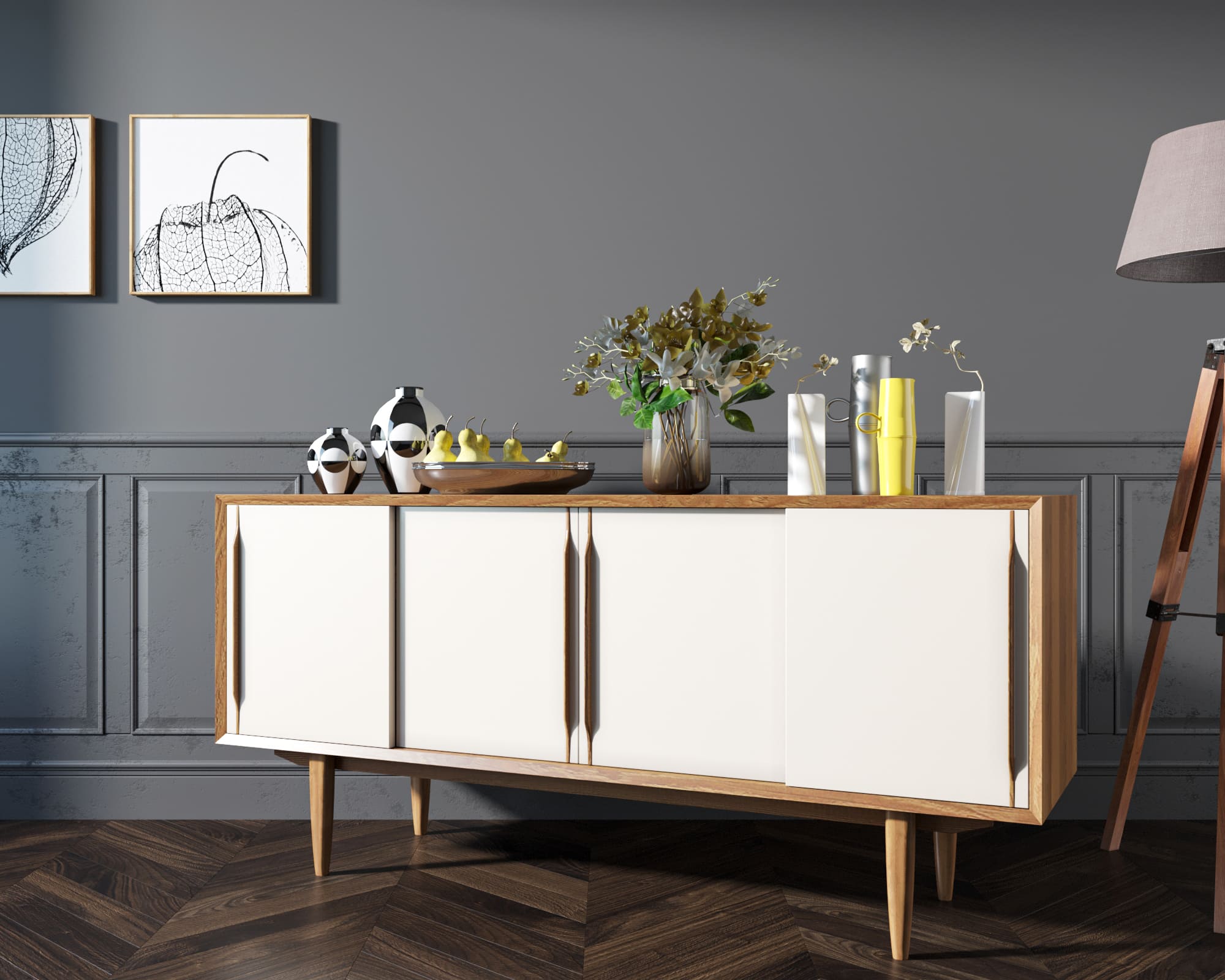 Комод «Bruni white» четыре дверки