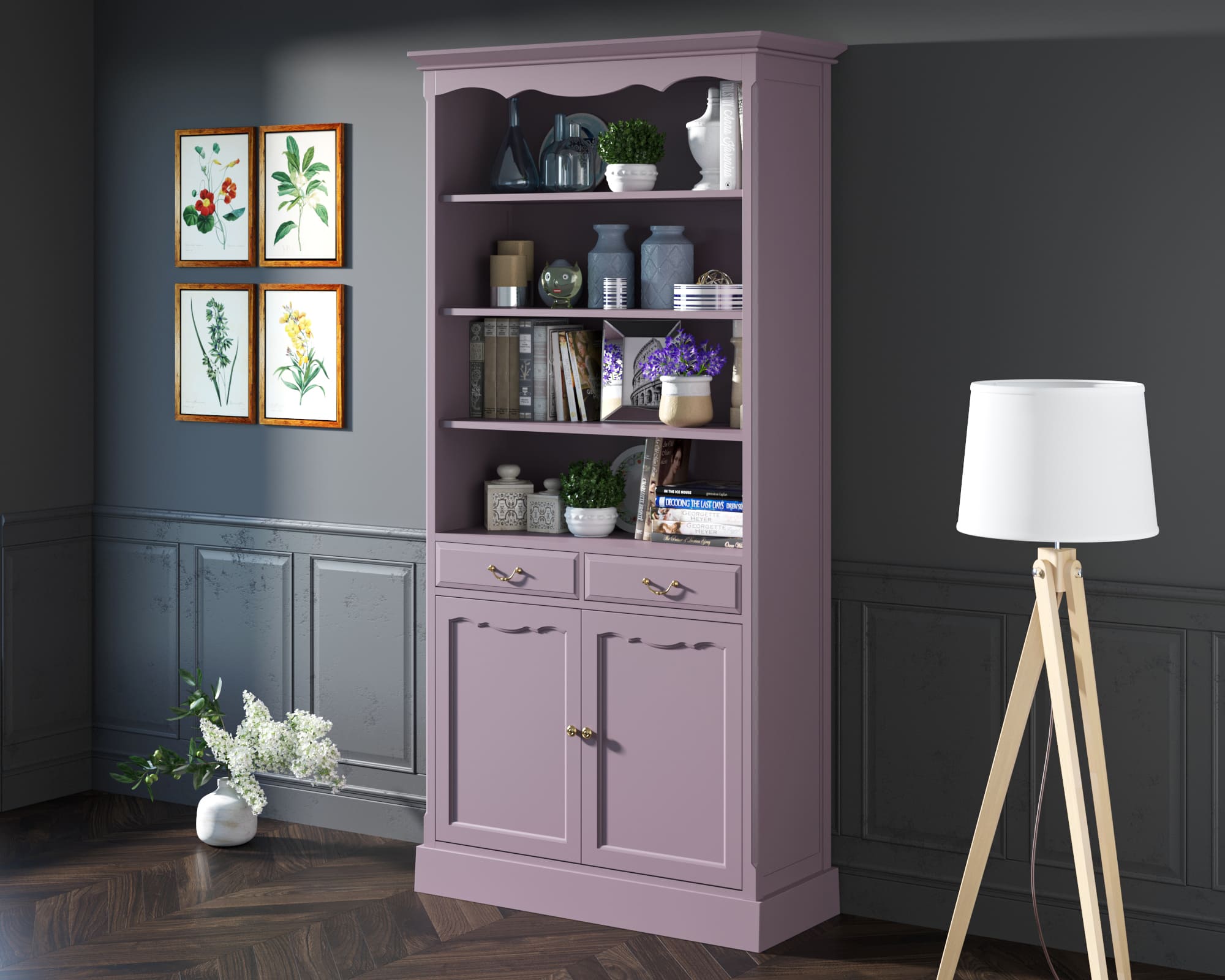 Книжный шкаф с ящиками "Leontina Lavanda"