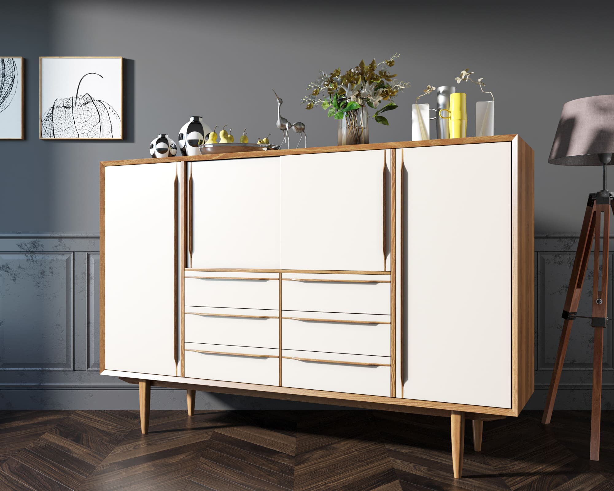 Большой комод белый "Bruni white"