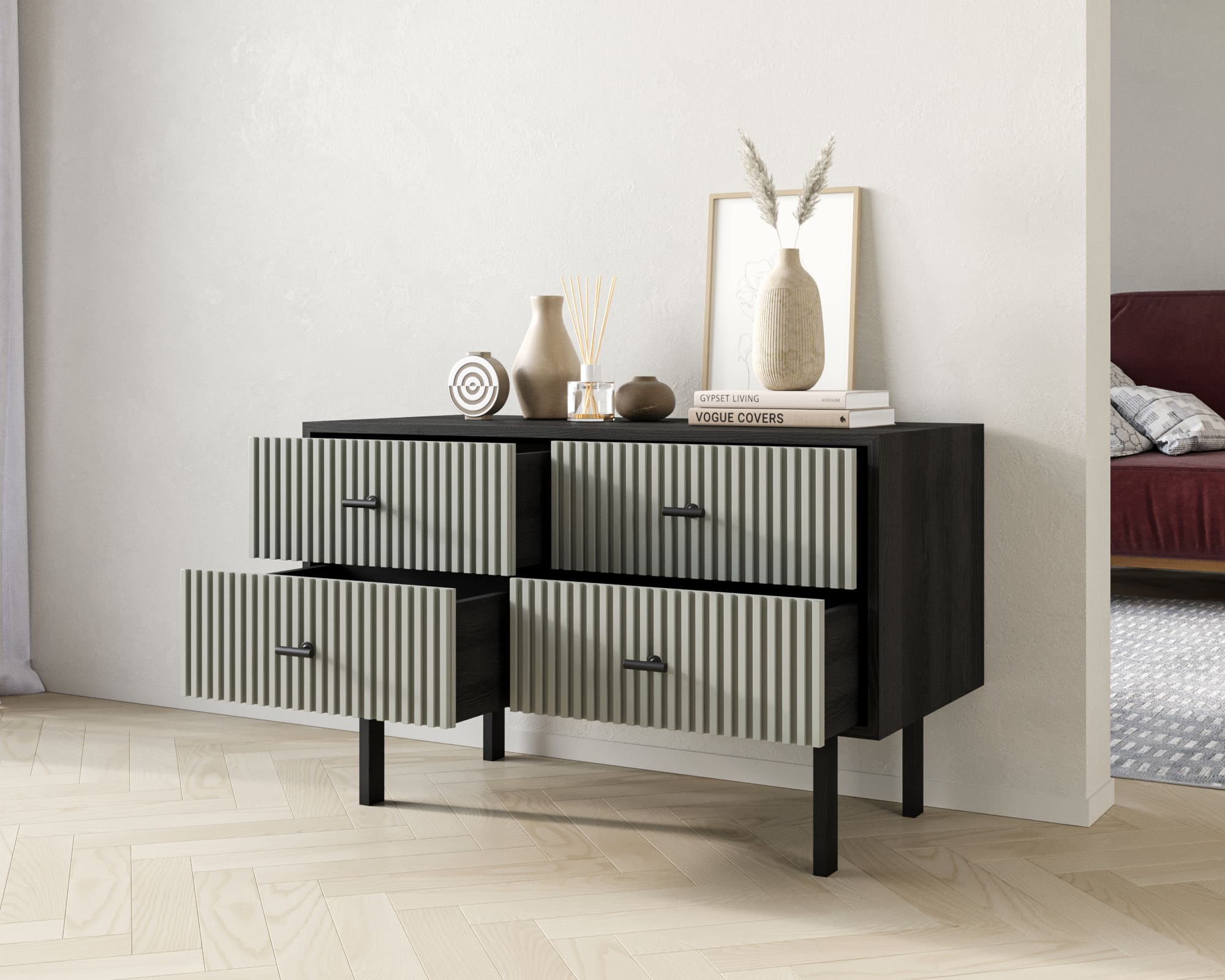 Комод с четырьмя ящиками "Emerson" арт EM05/gray/L