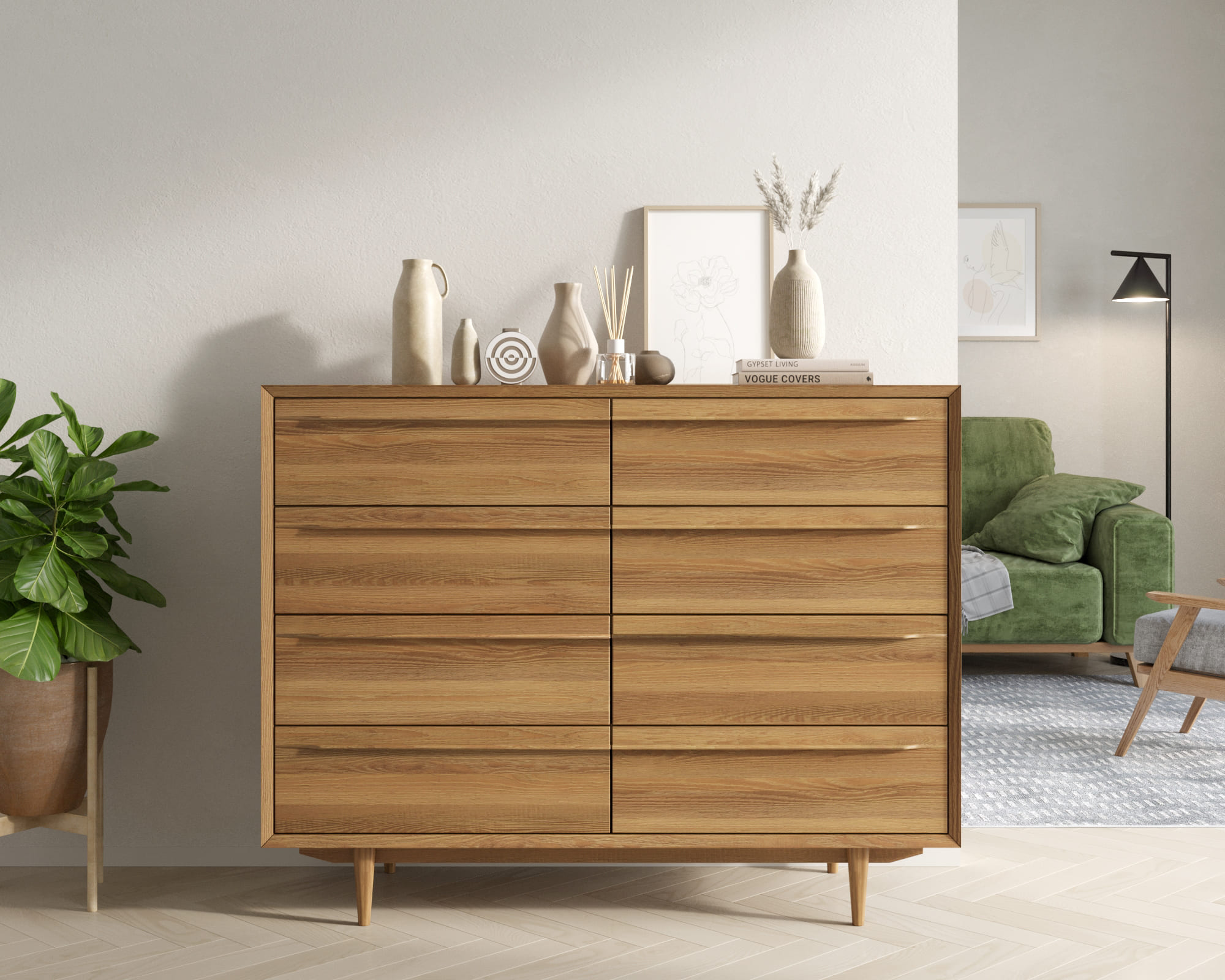 Комод из дерева "Bruni" на восемь ящиков