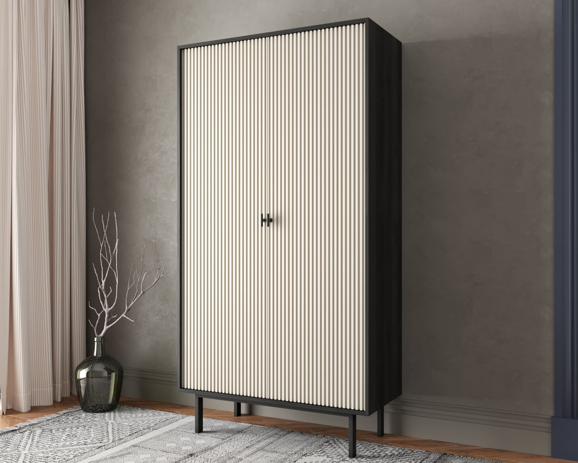 Шкаф двухдверный "Emerson" арт EM091/milky/L