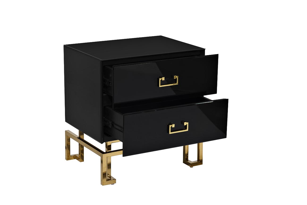 KFG059 Тумба c  2-мя ящиками черная/золото 