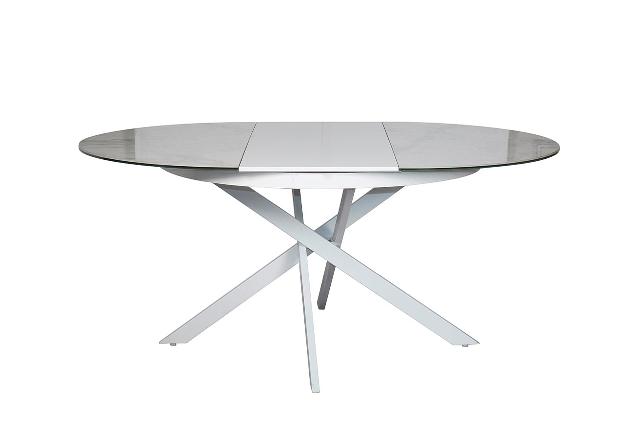 83MC-1907DT WH Стол обед.круг раскл.керам.бел.