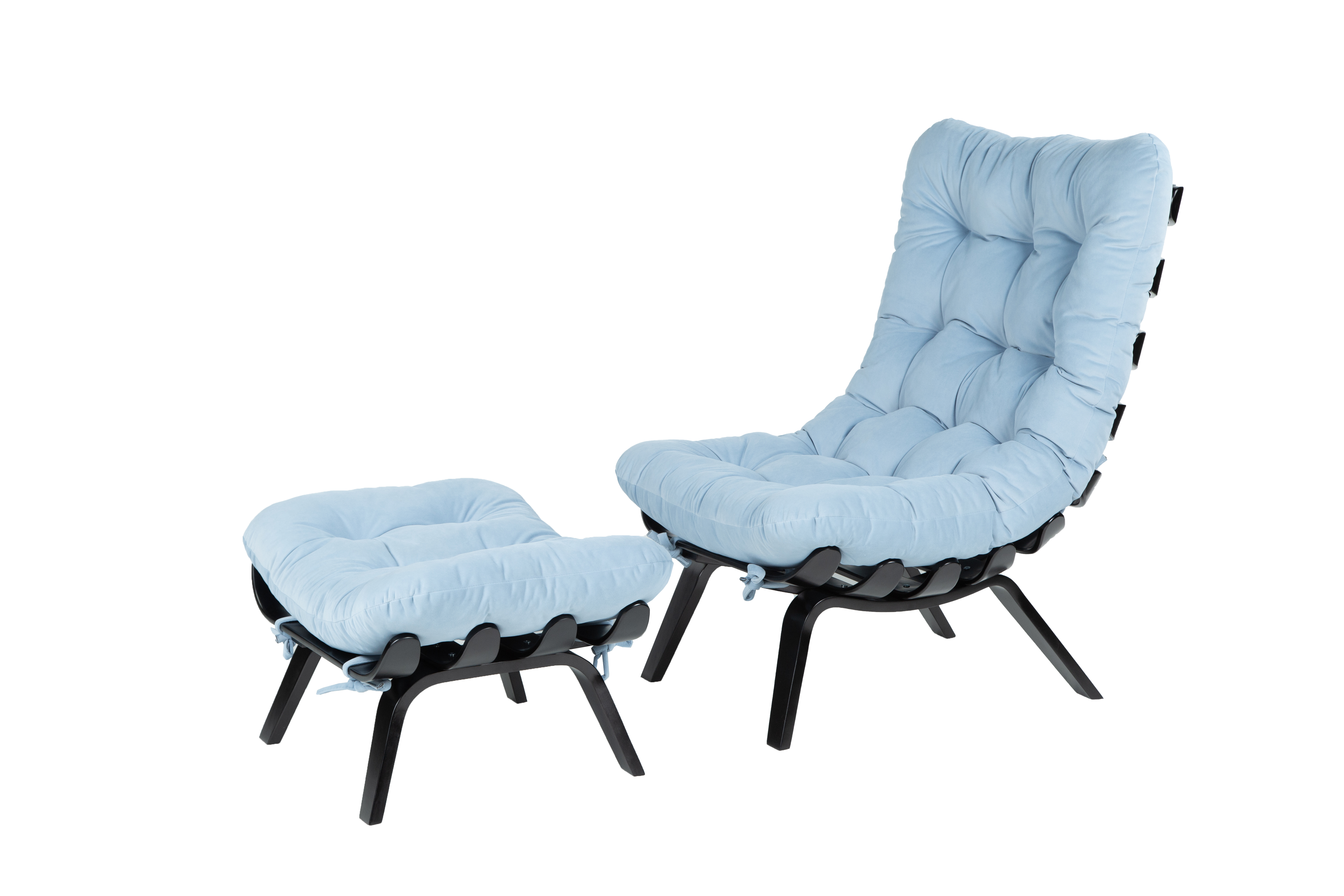 кресло Ессей 2  фреш 11 голубой каркас  Венге структура