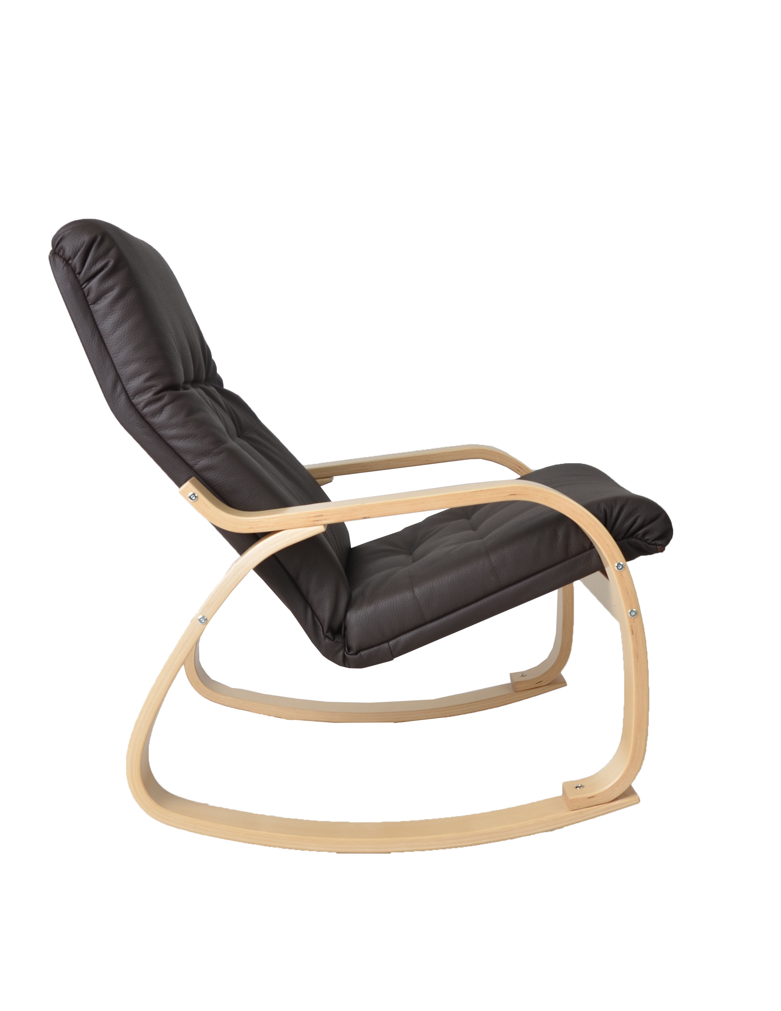 кресло-качалка Сайма Экокожа шоколад каркас Берёза