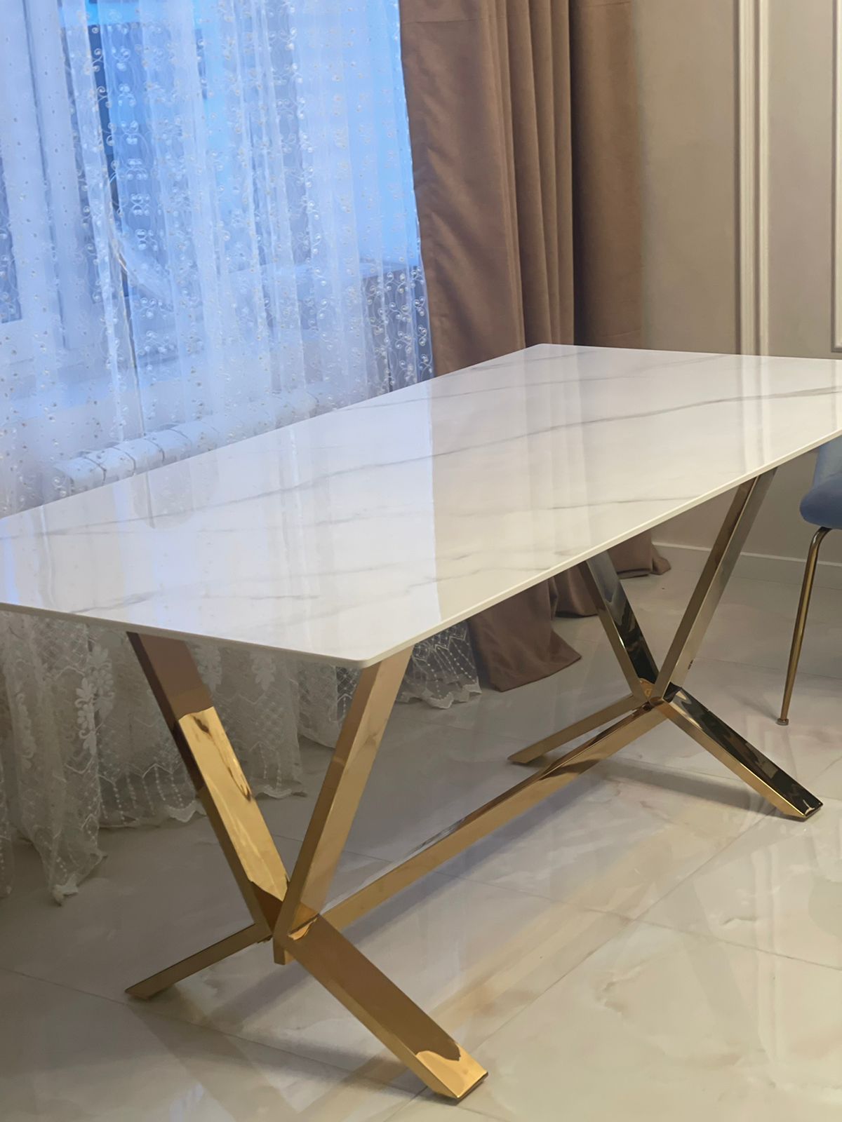 Стол обеденный Дориан DT-2853, 180х90х75 см, белый мрамор