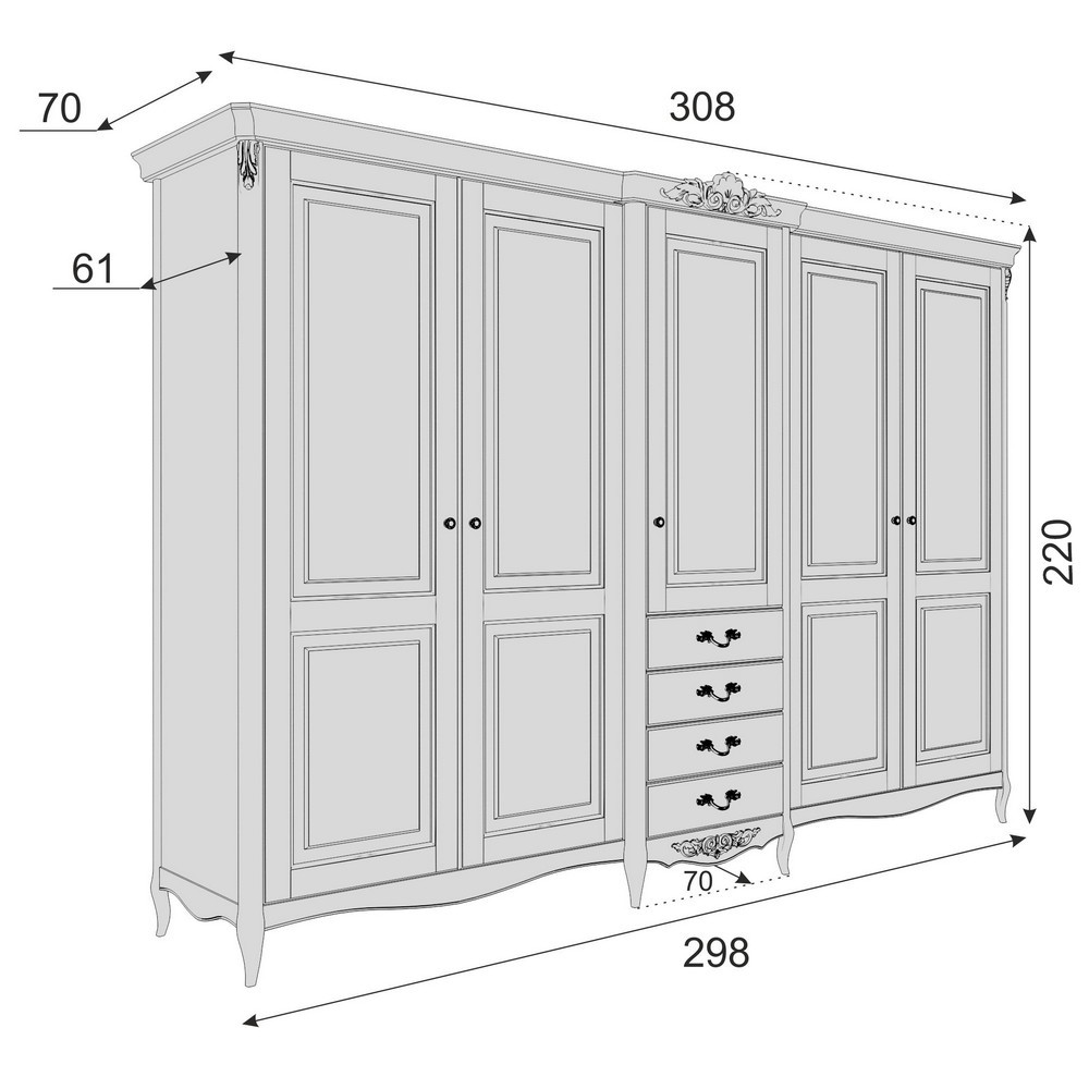 Шкаф 5 дверей
