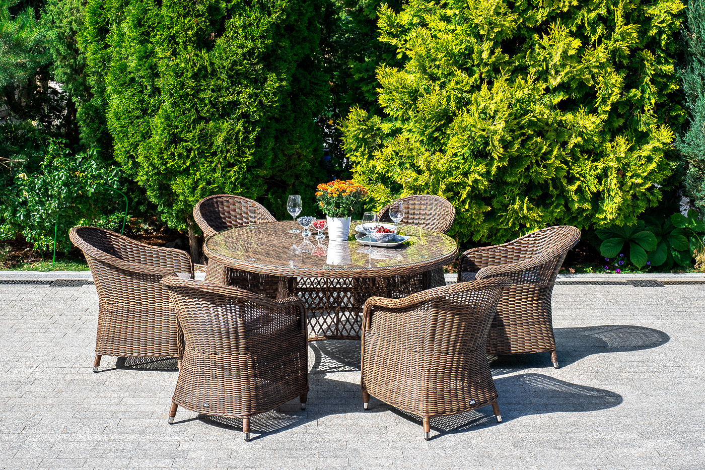 "Эспреззо–150 R" обеденная группа плетеная, цвет коричневый