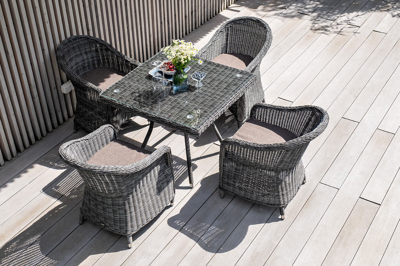 "Франческо" обеденная группа плетеная, цвет графит