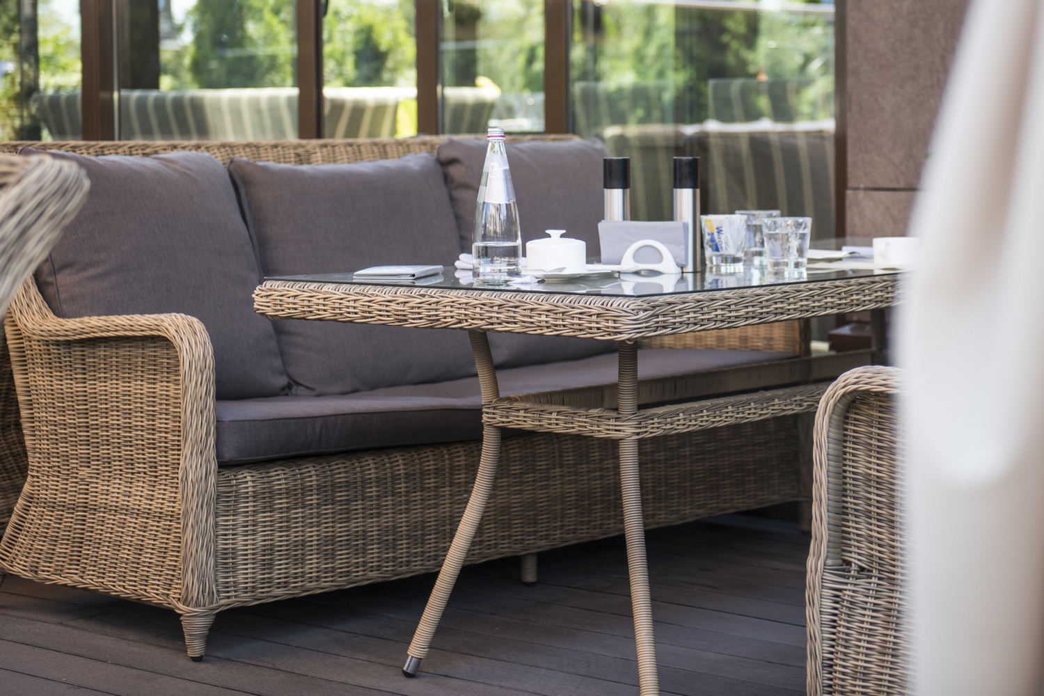 "Глиссандо" диван трехместный из искусственного ротанга, цвет соломенный