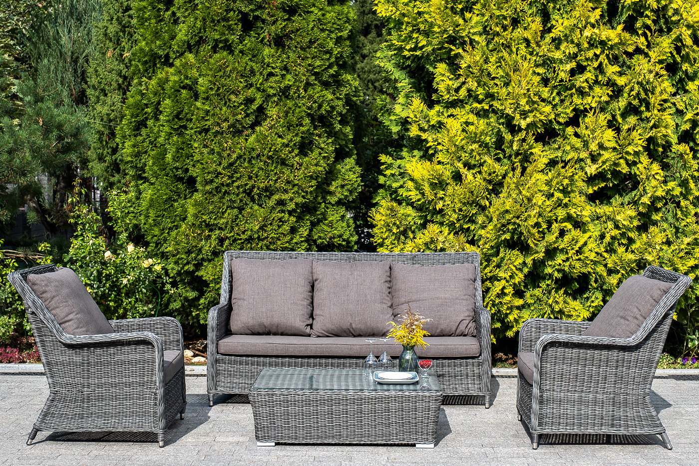 "Глиссандо" лаунж-зона из искусственного ротанга, цвет графит
