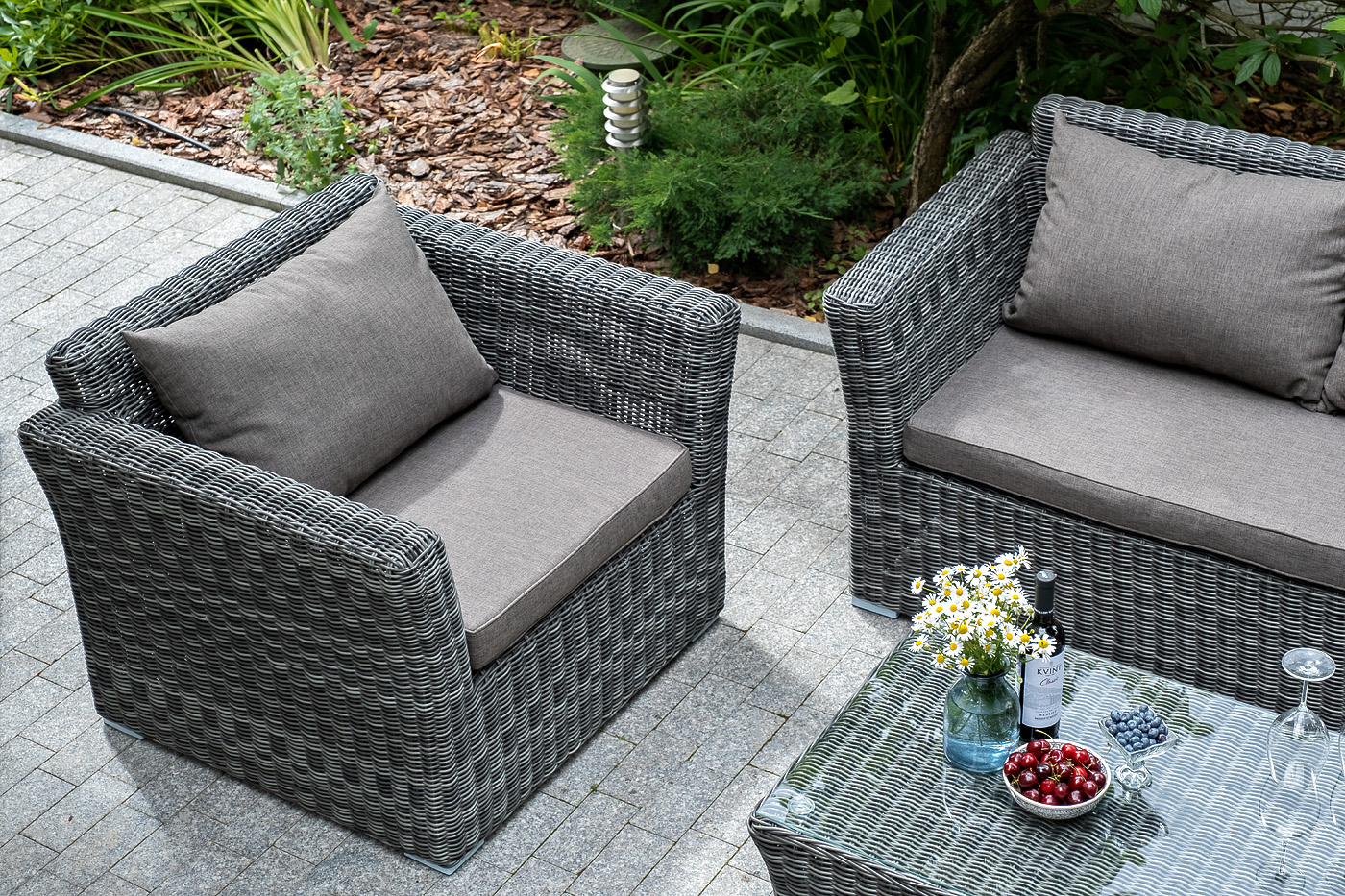 "Каприоли" лаунж-зона из искусственного ротанга, цвет графит