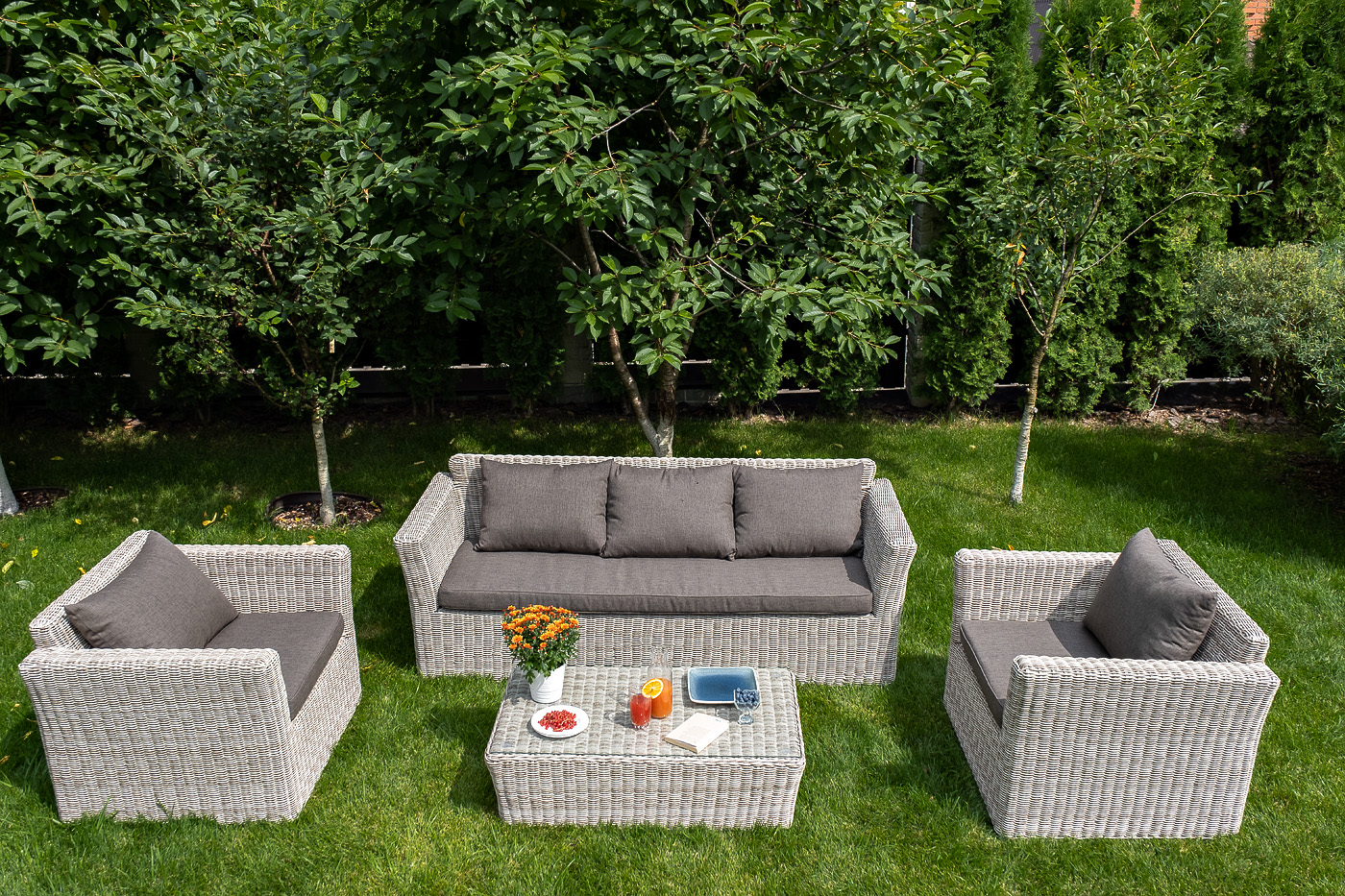 "Капуто" диван из искусственного ротанга трехместный, цвет бежевый