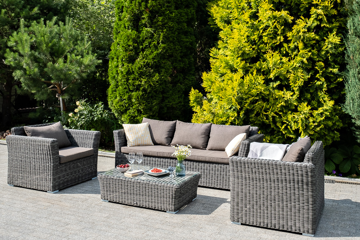 "Капуто" лаунж-зона из искусственного ротанга, цвет графит