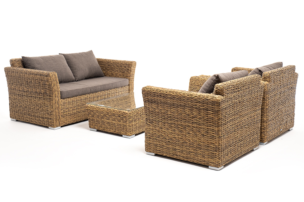 "Капучино Сингл" лаунж-зона из искусственного ротанга (гиацинт), цвет соломенный