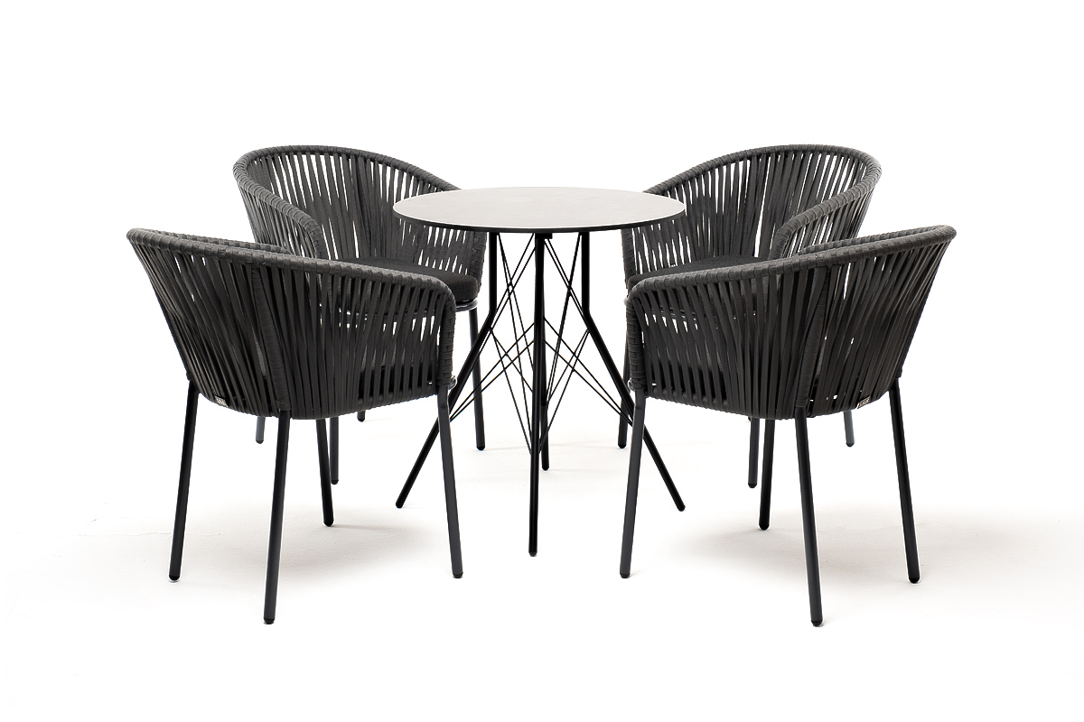 "Канти" обеденная группа на 4 персоны, круглый стол, цвет "серый гранит"