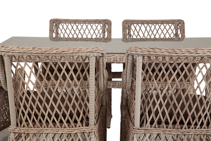 "Латтини" обеденная группа плетеная, цвет бежевый