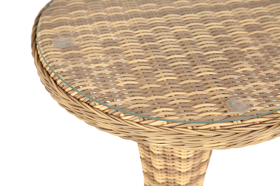 "Леванс" стол круглый из искусственного ротанга, цвет соломенный