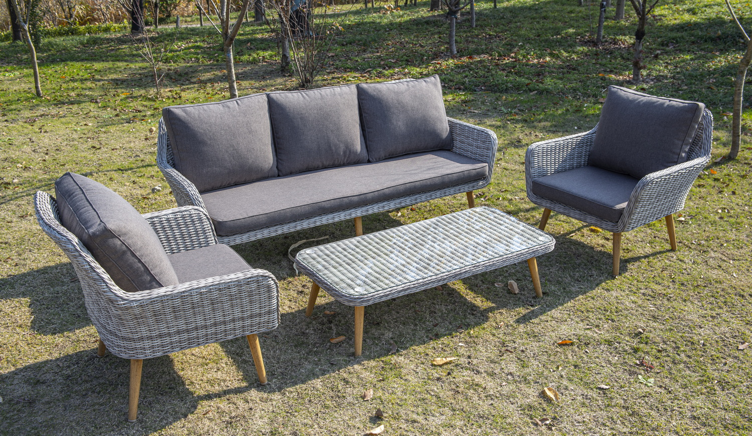 "Провенз" диван из искусственного ротанга трехместный, цвет бежевый